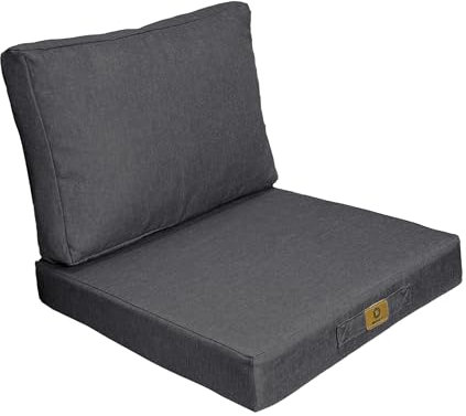 Coussins pour Salon de Jardin Déhoussable - Tissu Effet Lin - Coussins extérieur - 60x60cm - Coussin de Remplacement pour Fauteuil d'extérieur - Gris Chiné - Déco Arts