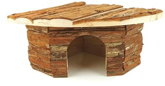 CLASSIC Small Animal Corner Home – 22 x 22 x 13 cm Natural Wooden Hideaway for Hamsters, Mice, Gerbils & Other Small Pets