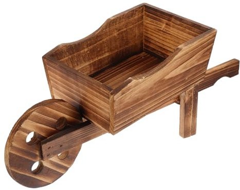 UKCOCO Pot De Fleurs Bois Brouette Décorative Jardinière pour Plante Pot De Jardin Unique