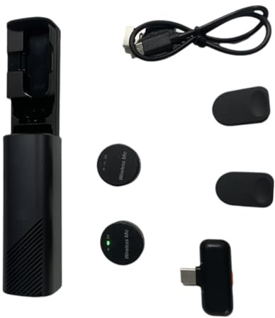 Ujjdwiurgh Trådlös Lavalier-mikrofon med magnetisk klämma, mini laddningsfodral mikrofon typ-C gränssnitt för smart enhet videoinspelning
