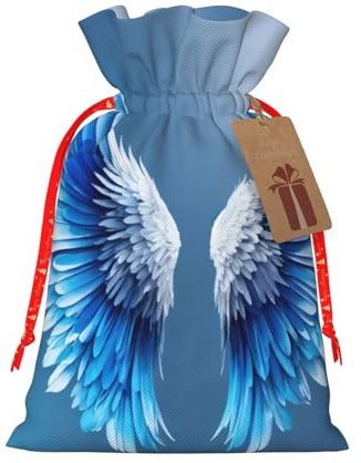 Bolsas de regalo con cordón de Navidad con estampado de alas de ángel, saco festivo de Navidad, fiesta de cumpleaños, embalaje de regalo