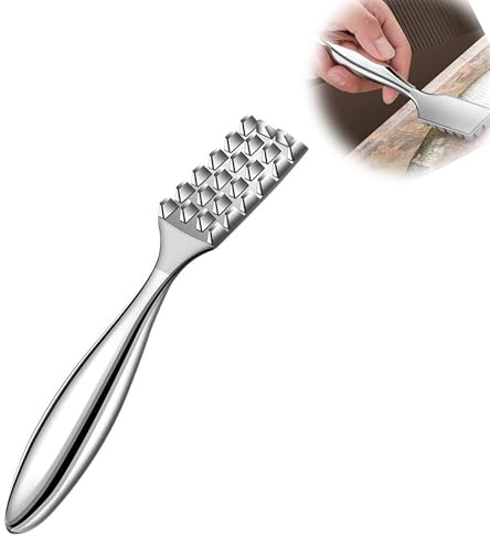 Yuelulala Fish Scaler Stainless Steel, Sawtooth Fish Descaler Tool, Premium Fish Scale Remover Integrated Casting, Ergonomic Handle Fish Scaler Remover No Mess, Fish Scaler Tool (A202-1)