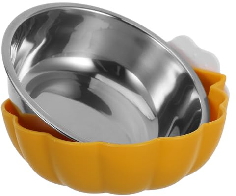 Cabilock Comedero Colgante para Pájaros Acero Inoxidable Plato Alimentador para Loros y Aves Pequeñas con Sistema Antivuelco y Soporte para Jaula Color Amarillo