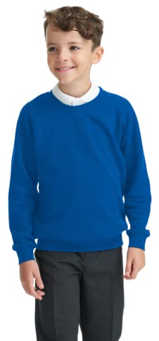 Listers Schoolwear Boys Girls Unisex School Crew Neck Jumper Round Neck Fleece Sweatshirt Uniform Ages 3-16 Years Royal Blue