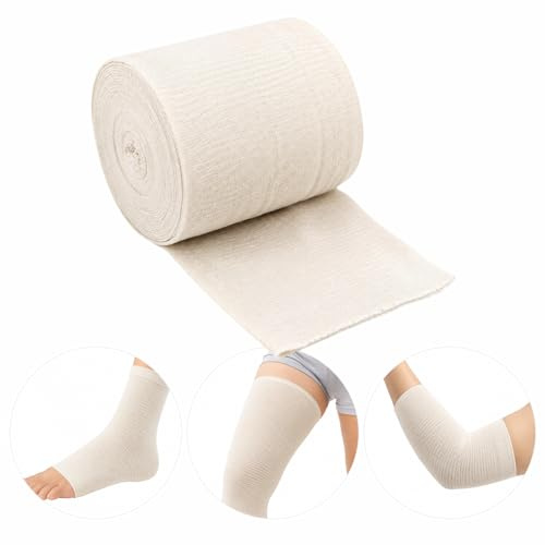 Elastiskt rörformigt bandage – Stockinette kompressionsrem för arm knä ankelben första hjälpen tillbehör, stretch till 1,8 flera (3 tum B x 499 tum L)