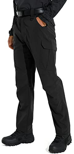 KFUBUO Men's Lightweight Ripstop Tactical Cargo Pants, Water Resistant Hiking Work Pants Relaxed Fit Black
