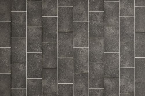 Misento PVC Bodenbelag - Stabparkett - PVC Boden Holzoptik - Vinylboden - hohe Trittschalldämmung - zuschneidbar und einfach zu verlegen 200 x 500 cm Anthrazit