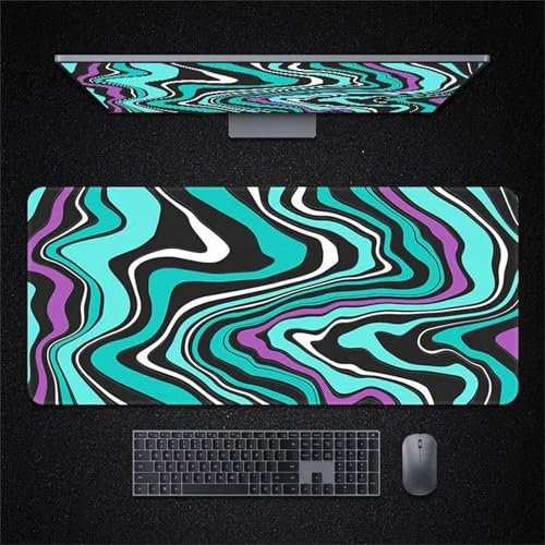 Flüssige Farbe Mauspad XXL Gaming Mousepad Große Verlängertes Großes Schreibtischauflage mit Genähten Kanten für Büro und Zuhause Tastatur Pad - 800x300x3mm