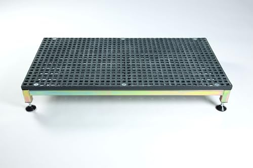 The Ramp People Half Step - Adjustable Mobility Step 80mm - 120mm | GRP Slip Resistant 300kg Capacity Aluminium 760mm x 405mm) Self-draining Mesh Anti-rust Portable Outdoor