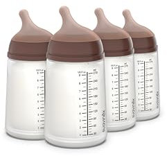 Suavinex, Pack 4 Biberons Anti-Colique Zero Zero 270 ml avec Tétine à Débit Moyen (M) en Silicone, Bébés +3 Mois, Lait Maternel, Poudre et Liquides Densité Moyenne, Compatible Allaitement, Deep