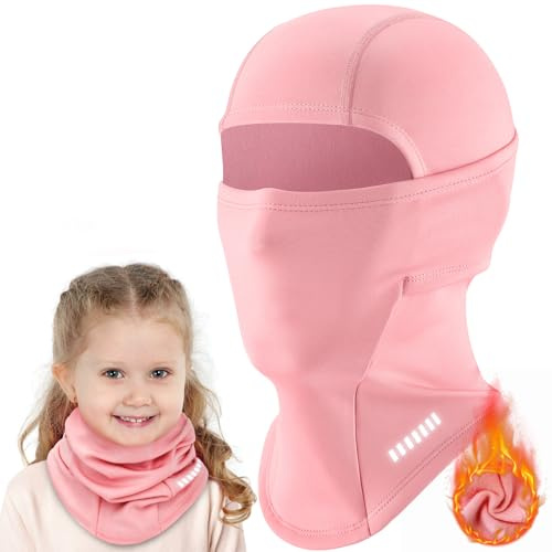 VOBUKE Cagoule d'hiver en Polaire Chaud pour Enfants 7-13 Ans, Cagoule Coupe-vent Multifonction Balaclava Bandana Coupe Masque de Ski Cyclisme Bonnet Chapeau avec Cache-Cou pour Garçons Filles