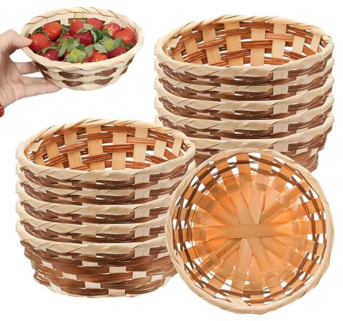 Lot de 10 paniers cadeaux ronds en bambou naturel fait à la main pour magasin, supermarché, restaurant, décoration de maison, rangement