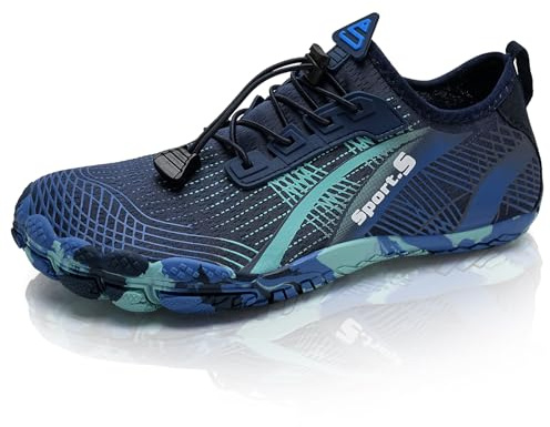 Barefoot Shoes Mens Women Water Shoes Trail Running Beach Water Trainers for Gym Swim Snorkeling Surfing(A Blue, 9UK)