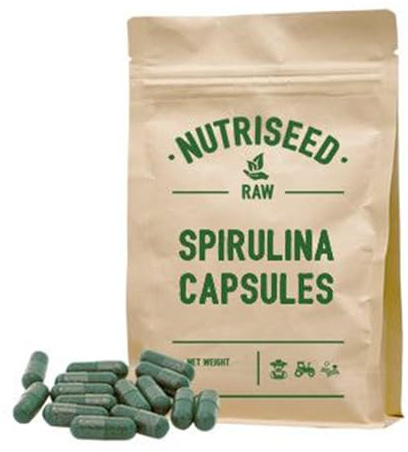 Nutriseed Spirulina Capsules 500mg - 120 Capsules, 100% Spirulina Powder, Rich in Antioxidants, Vitamins B, C, A & E, Plant Protein, Contains Essential Amino Acids, Vegan Friendly & Gluten Free