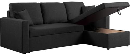 Habitat et Jardin Canapé d'angle Convertible/réversible avec Coffre Alain II - 3 Places - Noir
