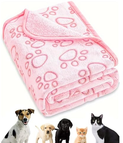 DOKRIN Mantas para camas para perros,Manta gruesa rosa para mascotas, cálida y resistente, ideal para todas las estaciones (52 x 73 cm)