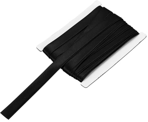 QUARKZMAN Cinta De Sesgo Dobladiza Para Coser 5/8 De Pulgada X 6 Yardas Cinta De Satén Preplegada Continua Para Ribetear Acordonar Hacer Bastilla Manualidades DIY Negro