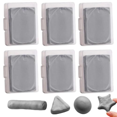 6 PCS Kneaded Art Erasers, Grey Artist Eraser with Case, Kneadable Eraser | for Sketching, Drawing, Erasing & Highlighting for Students, Artists & Creative Professionals