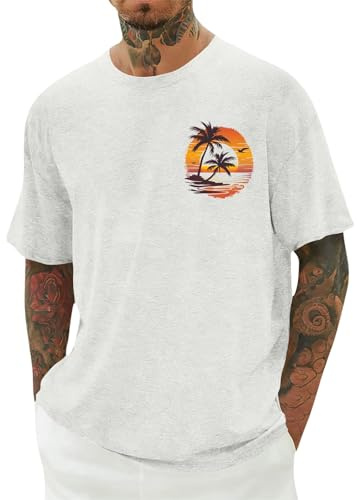 Herr Hawaii Kort Ärm T Shirt Med Gecko För Utflykt Skog Sjö Bad Adult Man Andas Snabbtorkande Komfortabel Ledig Semester White L