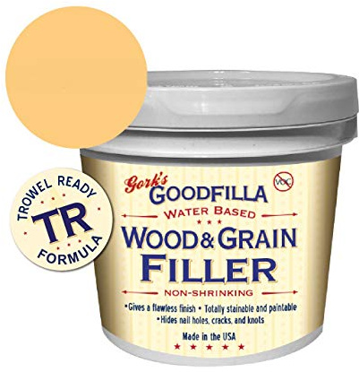 Water-Based Wood & Grain Filler (Trowel Ready) - Maple/Birch/Pine - 1 Gallon by Goodfilla | Replace Every Filler & Putty | Repairs, Finishes & Patches | Paintable, Stainable, Sandable & Quick Drying