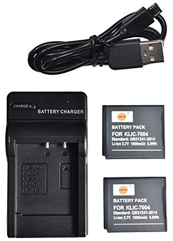 DSTE KLIC-7004 Li-Ionen Batterie (2-Pack) und Micro USB Ladegerät Anzug kompatibel mit Kodak EasyShare M2008 PlayFull Dual PlaySport PlayTouch V1253 Zi12 FinePix F100fd als Sionyx Aurora SX-50