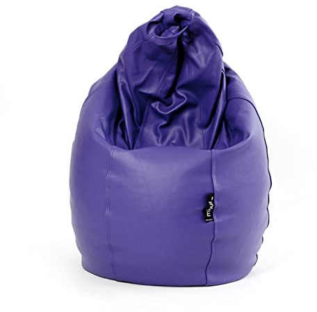 MiPuf - Puff Pera XL Violeta | Puff con Relleno Incluido EPS de Alta Recuperación | Fabricado en España con Tejido Polipiel Alta Resistencia | Puf Gran Comodidad Doble Costura y Doble Cremallera