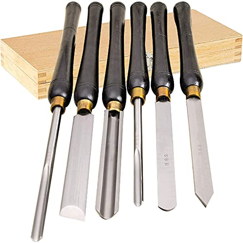6-Teiliger Drechselmesser Set Holz-Schnitzwerkzeug Drechseln Werkzeug HSS-Drechselbank Drechseleisen Stemmeisen Werkzeug Holzschnitzerei-Werkzeug Für Das Drechseln Mit Holzkiste