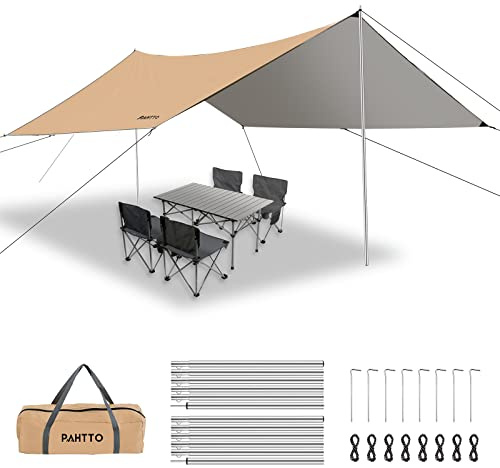 Hammock Rain Fly, 12x10FT Camping Tarp with Poles, Waterproof and Ultralight Survival Tent Tarp for Outdoors, Camping, Hiking, Picnic, Backpacking