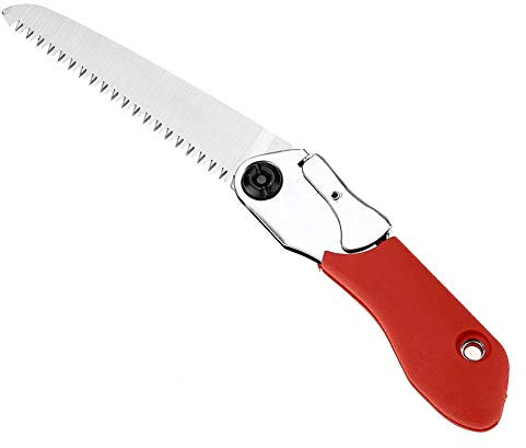 Sierra de podar plegable, sierra de mano portátil, sierra de árbol, sierra plegable de jardín, con mango antideslizante e interruptor de bloqueo seguro, triple lijado para trabajos de jardín