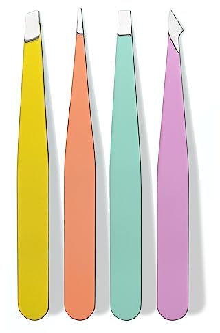 Precision Tweezers, 4Pcs Industrial Tweezers, Stainless Steel Pointed Tweezers for Craft, Electronics, Soldering, Medical and Experimental Work, Jewelry-Making