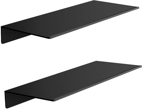 HNVNER Wandregal Metall Schwarz mi 2er-Set, Länge 30CM Wand Regal für Badezimmer, Schweberegal Display-Regale für Wand Dekorative für Wohnzimmer, Schlafzimmer, Flur, Büro, Duschregal