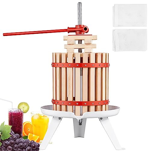 VEVOR 16,7 L Obstpresse Apfelpresse Fruchtpresse, Beerenpresse 40 x 40 x 20,5 cm Holzkorb Apfelpresse Entsafter Fruchtpresse Mechanische Zelkova-Holz Presse Geeignet für Saft Fruchtpüree usw.