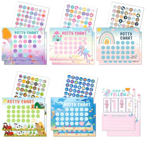 Potty Training Reward Chart for Toddler with 315 PCS Potty Training Stickers 17 PCS Sticker Chart for Girls Potty Training Kids Reward Stickers for Toilet Training Reward Chart (Multicolor for Girl)