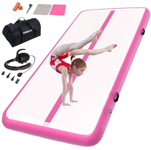 Inflatable Gymnastics Mat Tumbling Track 10 ft 6.6 ft 13ft 16ft 20ft 4inch Thick Tumble Track Air Gymnastic Training Equipment for Home Kids Training Gym Yoga/Water/Dance(3m,pink)