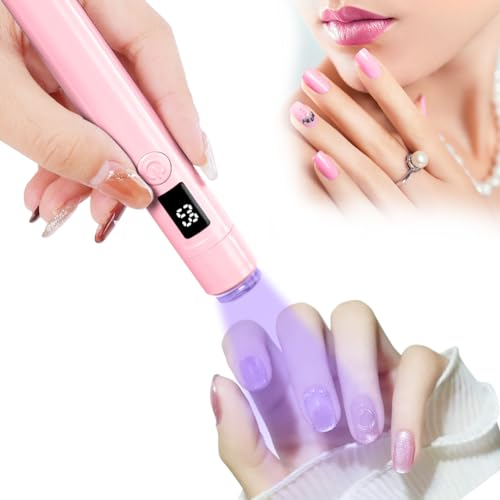 URAQT UV Lampe für Gelnägel, Wiederaufladbar Mini UV Lampe Nägel, Klein Schnell trocknend LED lampe Nageltrockner Trocknergerät für Nagellack Aufbaugel Nail Tips Nagelkleber（Rosa）