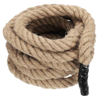 Patikil 1-1/4 x 25 Ft Twisted Manila Rope - Natural Thick Jute Rope for Docks, Railings, Bundling, Craft, Tug of War & Decorating