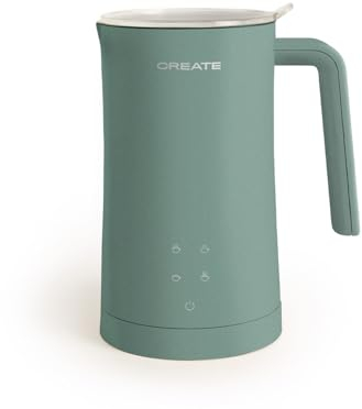 CREATE/MILK FROTHER STUDIO/Espumador calentador de leche eléctrico verde sage/Pantalla táctil, 4 programas automáticos, sitema de seguridad, 350ml, uso en frío o en caliente, 400 W