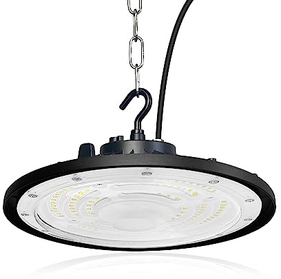 100W UFO LED Lámpara de Alta Bahía,Fosingut 10000LM Focos Led Interior Techo,6500K BlancaFría IP65 Impermeable Campana LED Industrial,High Bay lampara led techo para Fábrica,Garaje,Taller (1pcs)