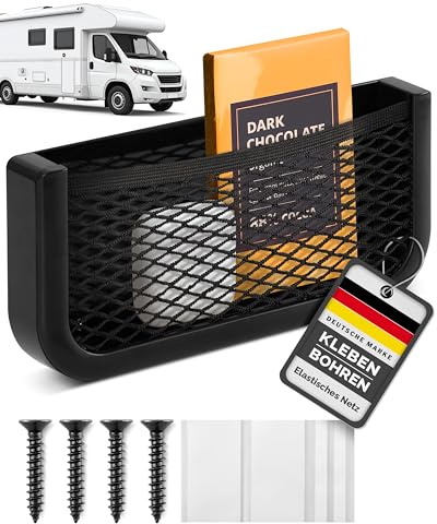 Vicera Ablagenetz für Camper und Wohnmobile - Aufbewahrungsnetz aus robustem Kunststoff und elastischem Netz - Montagematerial inlusive