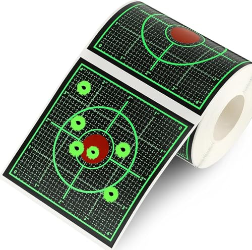 200 pièces Cibles de tir Autocollantes avec disques de tir réactifs Verts fluorescents Cibles en Papier 10,2 cm pour Les Exercices de tir au Fusil, au Pistolet et au Pistolet BB Airsoft
