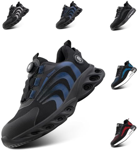 Loiston Zapatos de Seguridad para Hombre Mujer Zapatos de Trabajo Zapatillas de Seguridad Hombre Puntera de Acero Ligero S1p S1 S2 S3 SRC Blau K02 Gr.40
