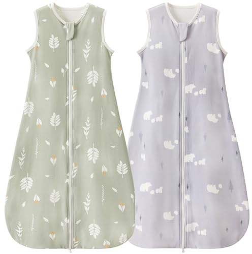 Nivolltha 2 Pack Baby Sleeping Bag 1 TOG Cotton Foliage & Bear L