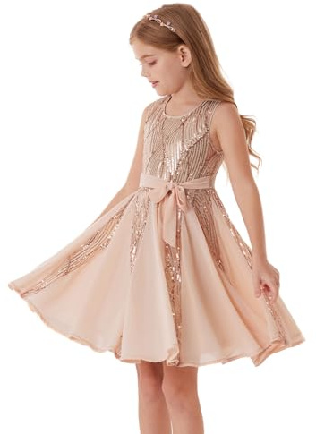 GRACE KARIN Vestido de princesa con lentejuelas para niñas, vestido de fiesta de cumpleaños, vestido de verano de flores para niñas, vestido para ocasiones especiales, traje de festival, 5-12 años