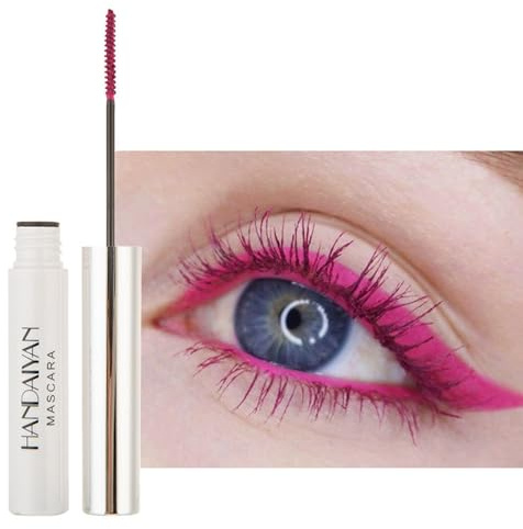 Mascara Coloré Imperméable - Finition Précise Pinceau Fin - Longue Tenue - Idéal Fêtes, Carnaval, Soirées & Maquillage Festif (Noël, Saint-Valentin)-rose-2