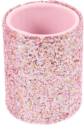 FRCOLOR Boîte De Rangement Petite Pour Pinceaux De Maquillage Portable Seau Décoratif Anti-poussière Rose Avec Paillettes Support Léger Pour Organiser Pinceaux Et Eyeliners Pour Coiffeuse