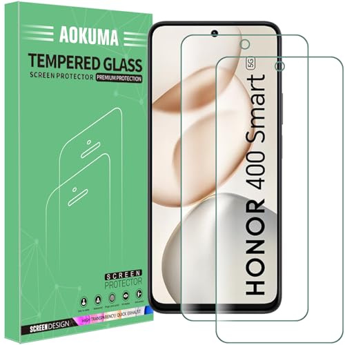 AOKUMA Schutzfolie für Honor 400 Smart Panzerglas,【2 Stücke】 Glas kompatibel mit Honor 400 Smart Smart Schutzfolie,Premium Glasfolie mit 9H Härte, Anti Kratzer,Splitterfest,Anti-Öl,Anti-Bläschen