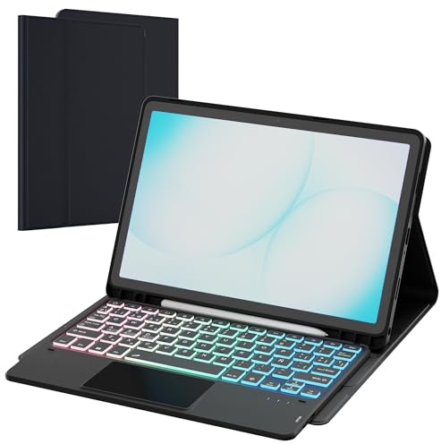 Funda con teclado Para Samsung Galaxy Tab A11 Plus 2025/A9+ Plus de 11 pulgadas: Teclado retroiluminado de 3 zonas y 7 colores para tableta A9+/A11+ 5G de 11 - Desmontable QWERTY Español Ñ Teclados