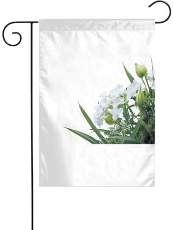 WHJDPP Banderas de jardín con estampado de esquina de flores de 12 x 18 pulgadas para decoración de patio con 3 cm de ancho de posición de poste (solo bandera, no incluye mástil)
