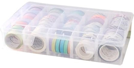 Adjustable 15-Compartment Plastic Storage Box, Grid Organizer Case for Jewelry Beads, Washi Tape, Art Supplies & Stickers