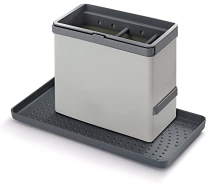 Metaltex Tidy-Tex Kitchen Sink Organiser - Storage Caddy and Tray for Kitchen Cleaning Essentials - Grey, 24 x 13 x 14 Centimetres